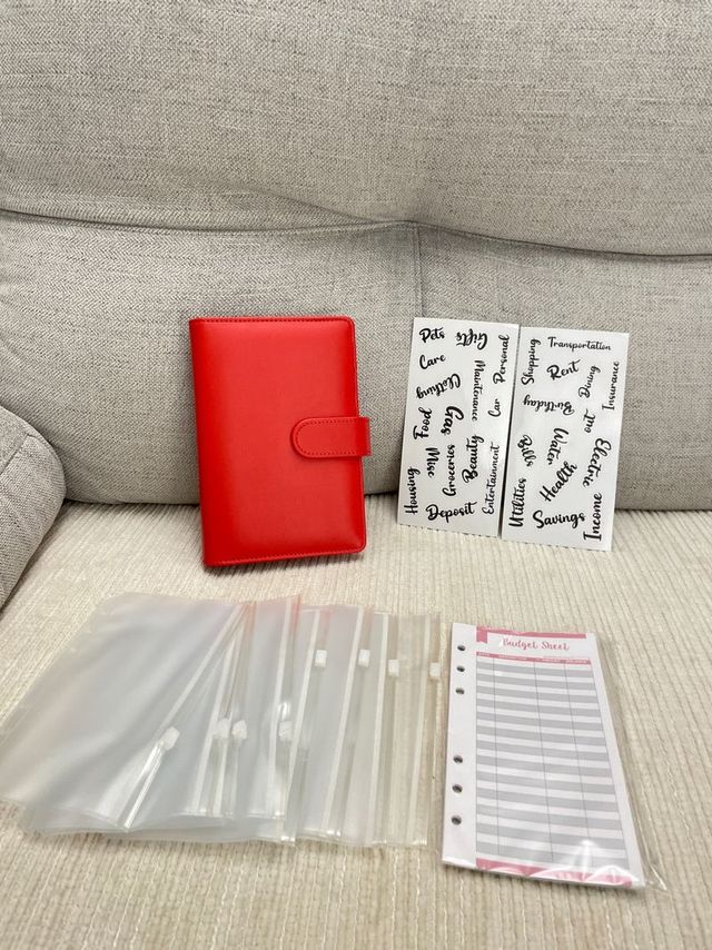 Carpeta de Ahorro con Sobres guardar dinero Rojo