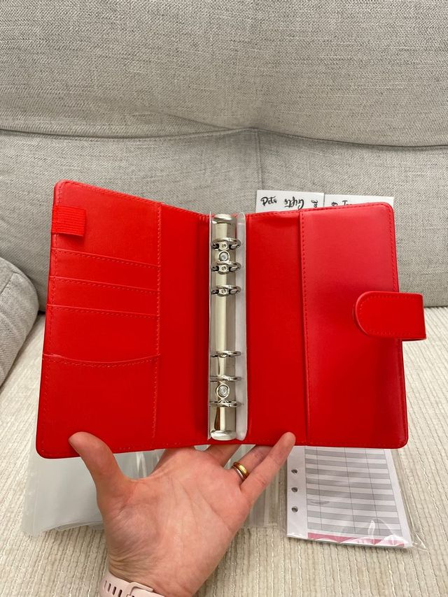 Carpeta de Ahorro con Sobres guardar dinero Rojo