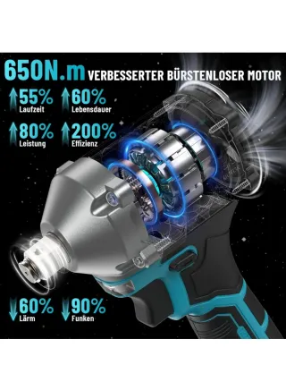 Llave de Impacto 650 Nm con Batería