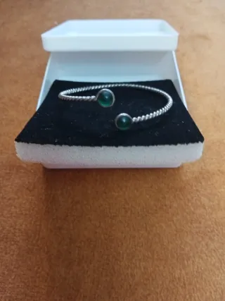 Pulsera antigua niña plata y verde
