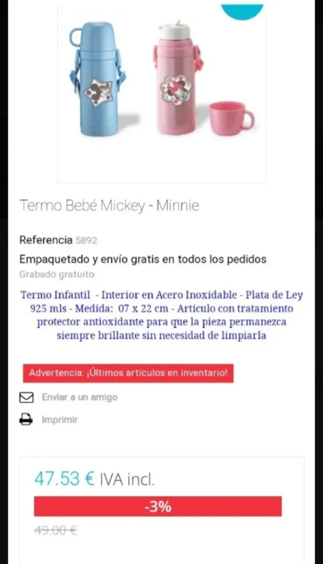 Termo infantil azul Mickey Mouse