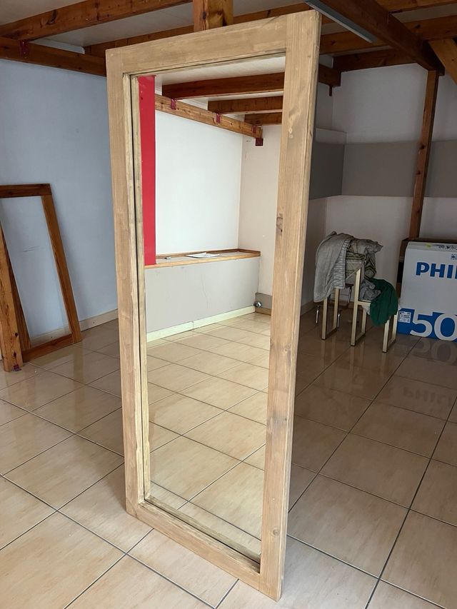 Specchio con Cornice Rettangolare in Legno