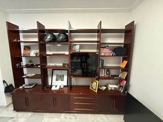 Mueble Salón Caoba con Vitrina y Almacenaje