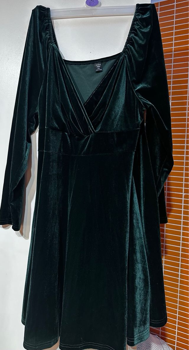 Vestido Terciopelo Verde Talla XL