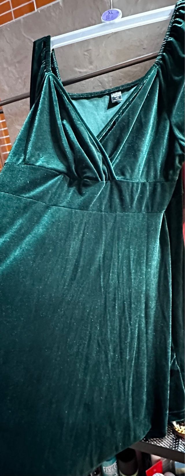 Vestido Terciopelo Verde Talla XL
