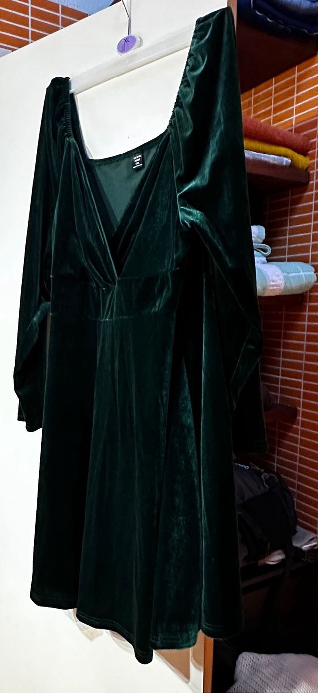Vestido Terciopelo Verde Talla XL