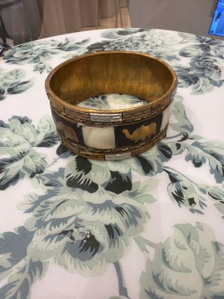 Bracciale vintage ottone rame e madreperla