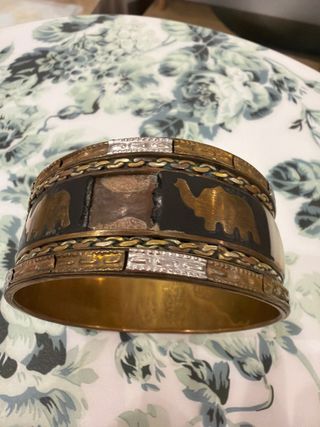 Bracciale vintage ottone rame e madreperla