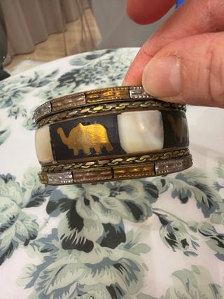 Bracciale vintage ottone rame e madreperla