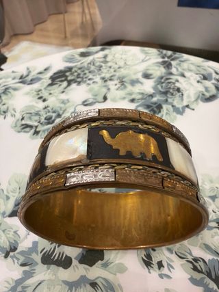 Bracciale vintage ottone rame e madreperla