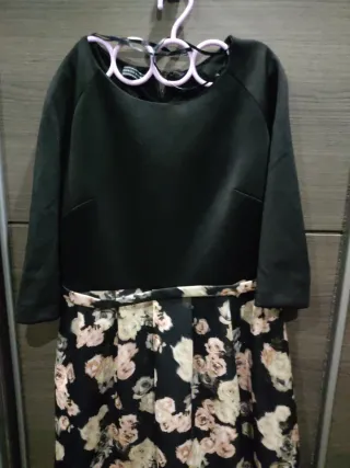 Vestido fiesta Negro con Estampado Floral T44