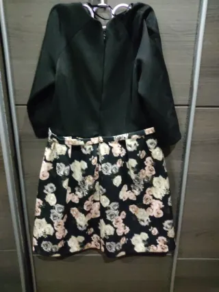 Vestido fiesta Negro con Estampado Floral T44