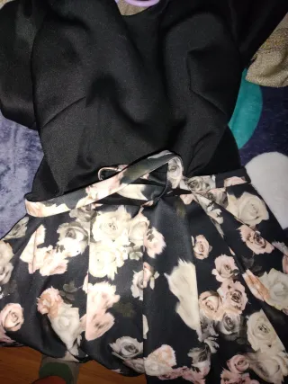 Vestido fiesta Negro con Estampado Floral T44