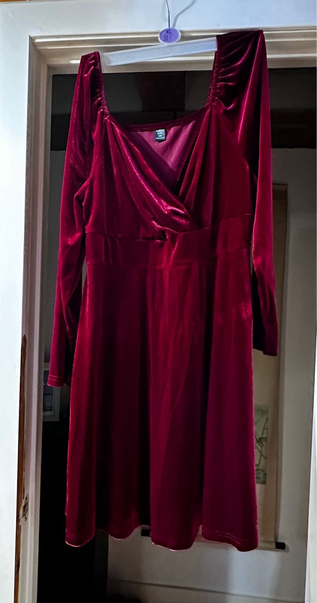 Vestido Terciopelo Burdeos Talla XL