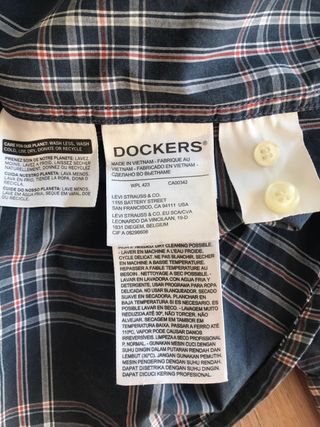 Camisa Dockers S Cuadros Manga Larga Gris Slim Fit