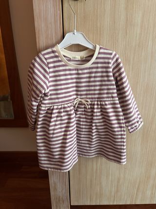 Vestido Sfera niña rayas morado y blanco