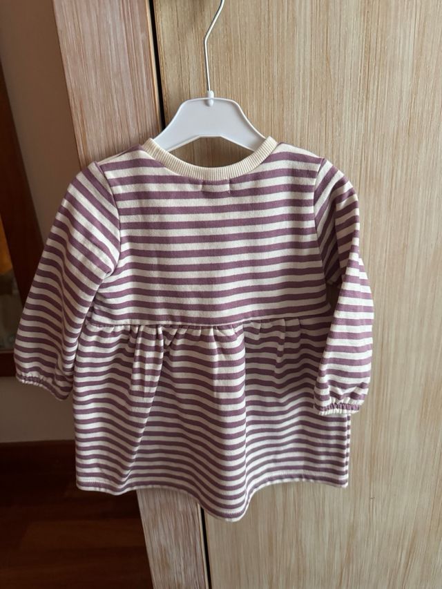 Vestido Sfera niña rayas morado y blanco