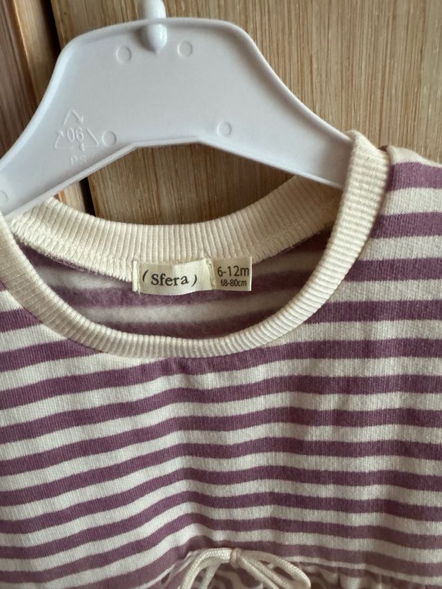 Vestido Sfera niña rayas morado y blanco