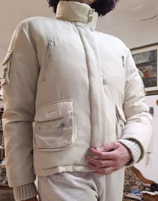 Piumino donna beige/bianco