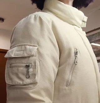 Piumino donna beige/bianco