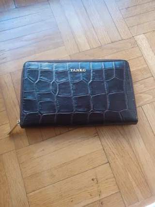 Cartera YANKO piel efecto cocodrilo marrón
