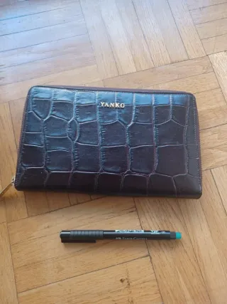 Cartera YANKO piel efecto cocodrilo marrón