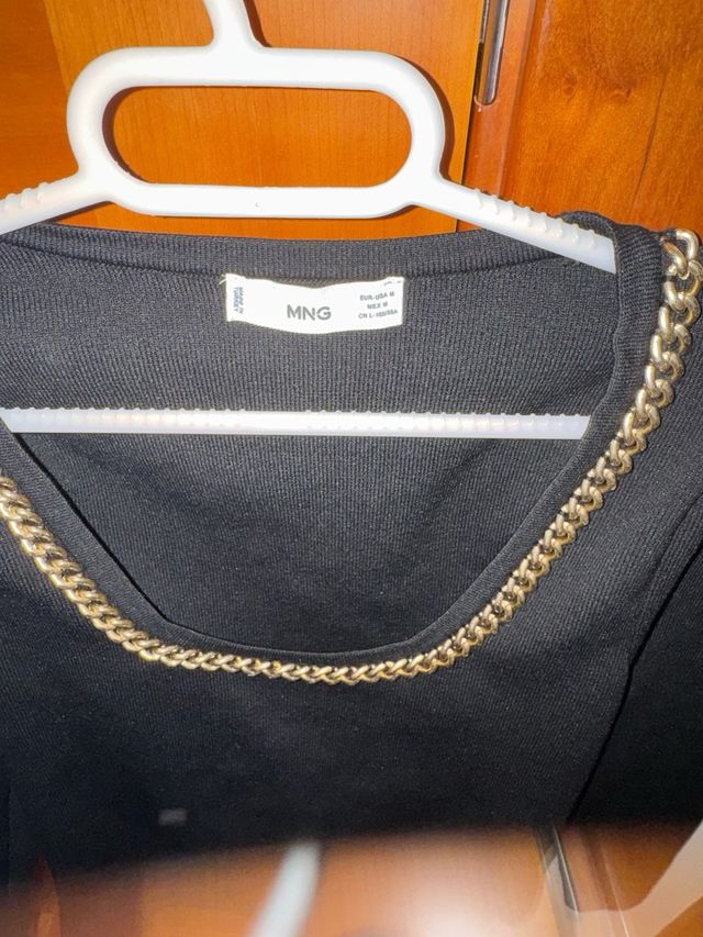 Jersey Mango Negro Cadena Dorada