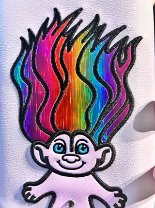 Portafoglio zip troll con capelli arcobaleno nuovo