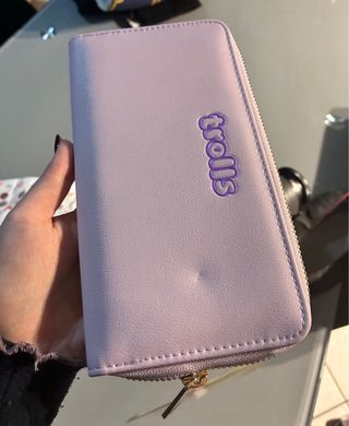 Portafoglio zip troll con capelli arcobaleno nuovo