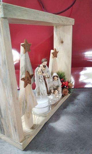 Decorazione natalizia legno e plastica e ceramica