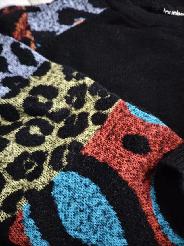 Jersey Desigual Negro Multicolor NUEVO