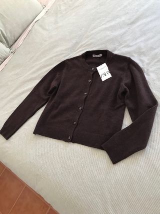 Jersey Zara marrón botones cachemira y lana