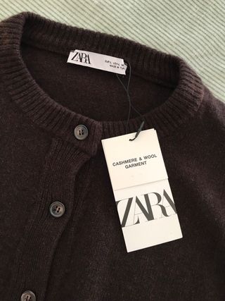 Jersey Zara marrón botones cachemira y lana