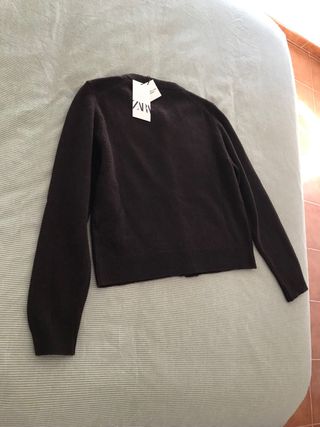 Jersey Zara marrón botones cachemira y lana