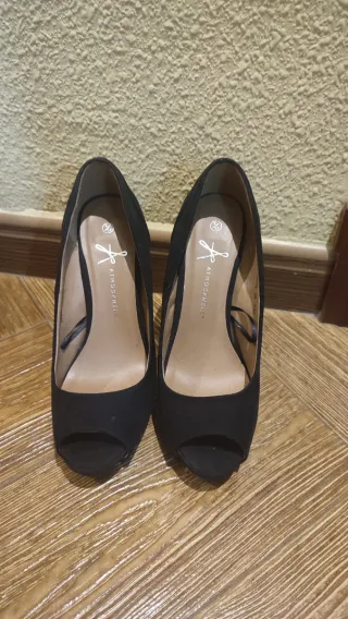 Zapatos de tacón negros antelina negros