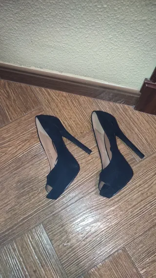 Zapatos de tacón negros antelina negros