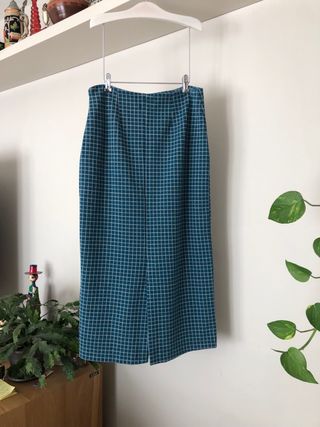 Falda midi Indi & Cold cuadros azul