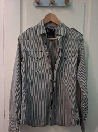 Camisa G-Star RAW Rayas Blanco y Negro