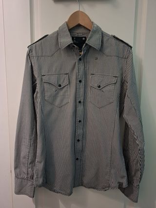 Camisa G-Star RAW Rayas Blanco y Negro