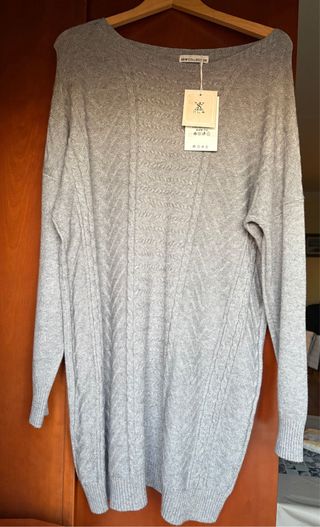 Vestido punto gris talla única,