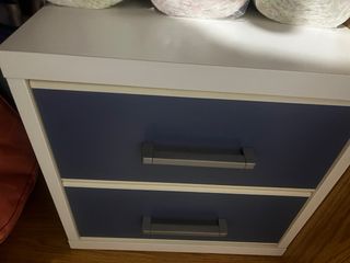 Cama 90 con cabecero, colchón y mesilla con 2 cajo