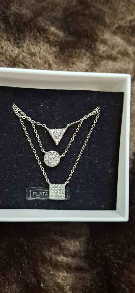 Collar Plata Triángulo Círculo Cuadrado