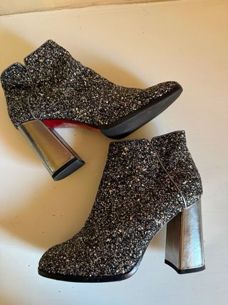 Stivaletti glitterati neri e argento