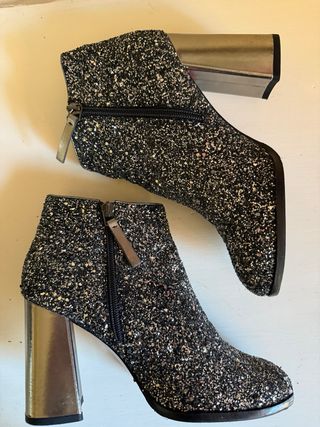 Stivaletti glitterati neri e argento