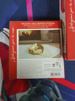 2 Vassoi Foglia colore Oro in Ceramica