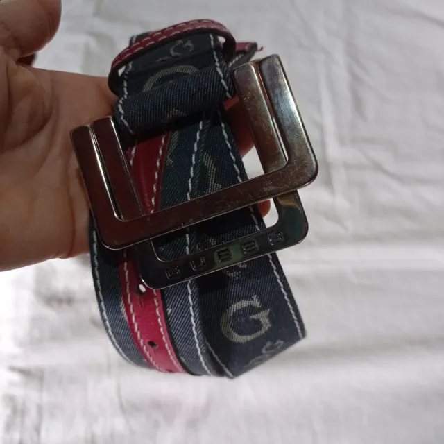 Cintura Guess Vintage Logo Denim Rosso