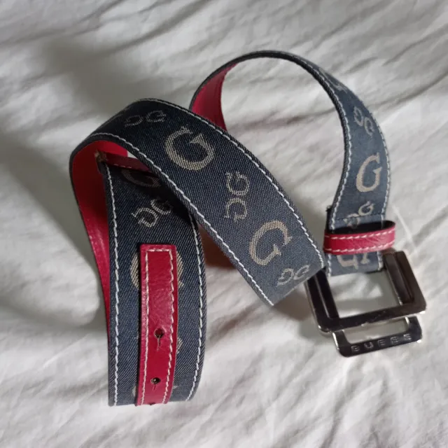 Cintura Guess Vintage Logo Denim Rosso