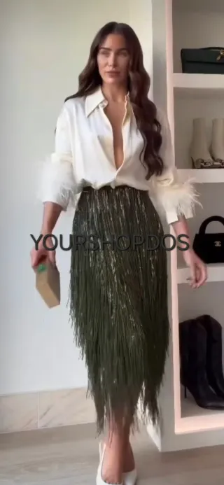 Falda Zara flecos lentejuelas Talla L