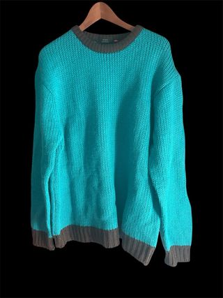 Jersey Zara XL Turquesa y Chocolate