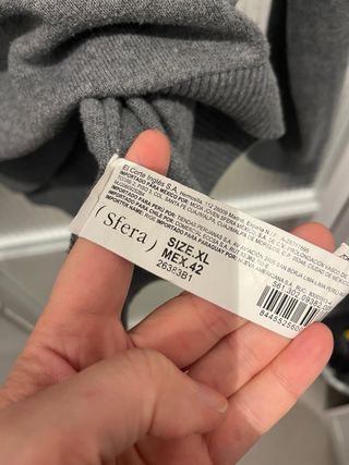 Jersey Sfera Hombre Gris Talla XL